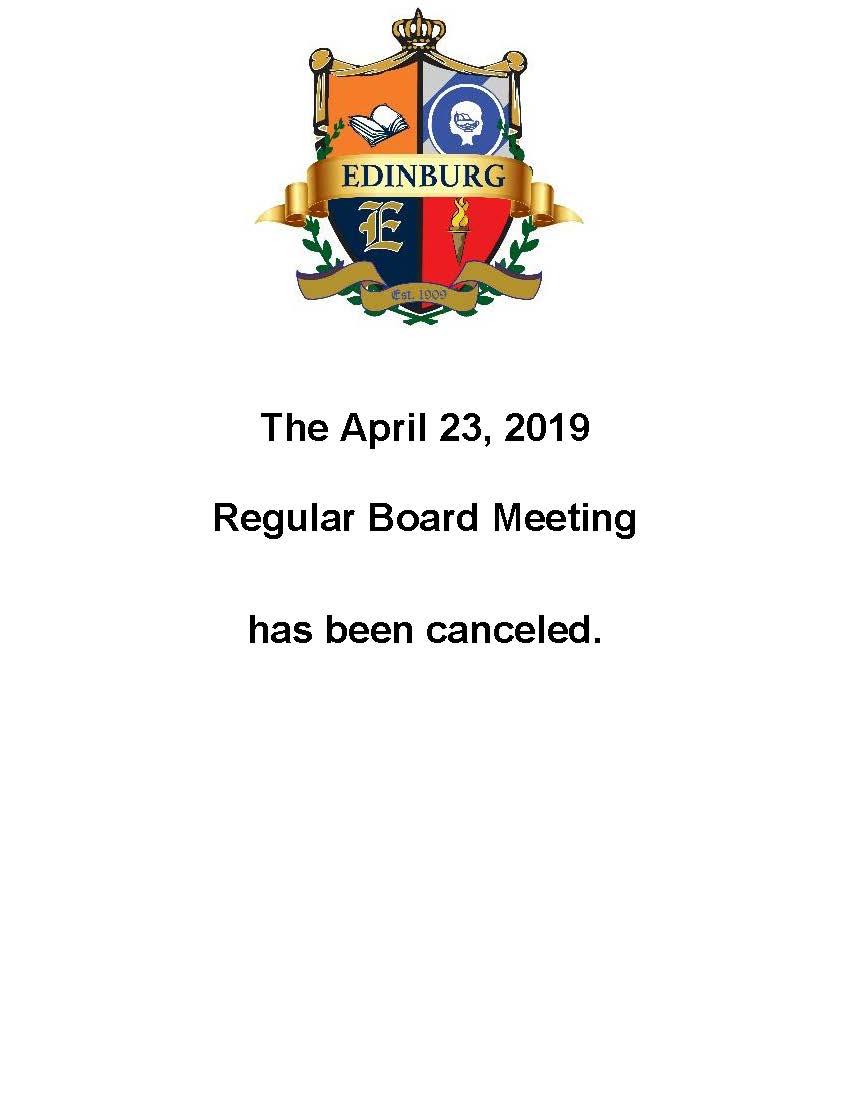 The April 23, 2019  Regular Board Meeting has been canceled.